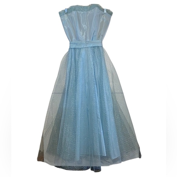 Vintage 50s Fit & Flare  Ice Blue  tea length gown dress - Picture 1 of 12